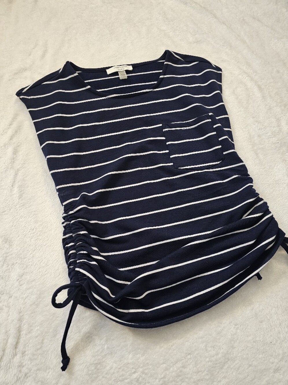 Cable & Gauge Navy and White Striped Side-Tie Tank